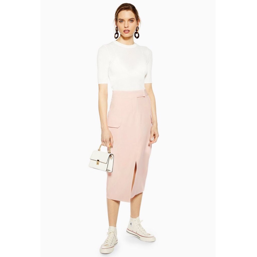 TOPSHOP Utility Blush Midi Skirt